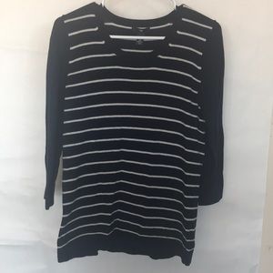 Gap 3/4 sleeve blue/white sweater size M